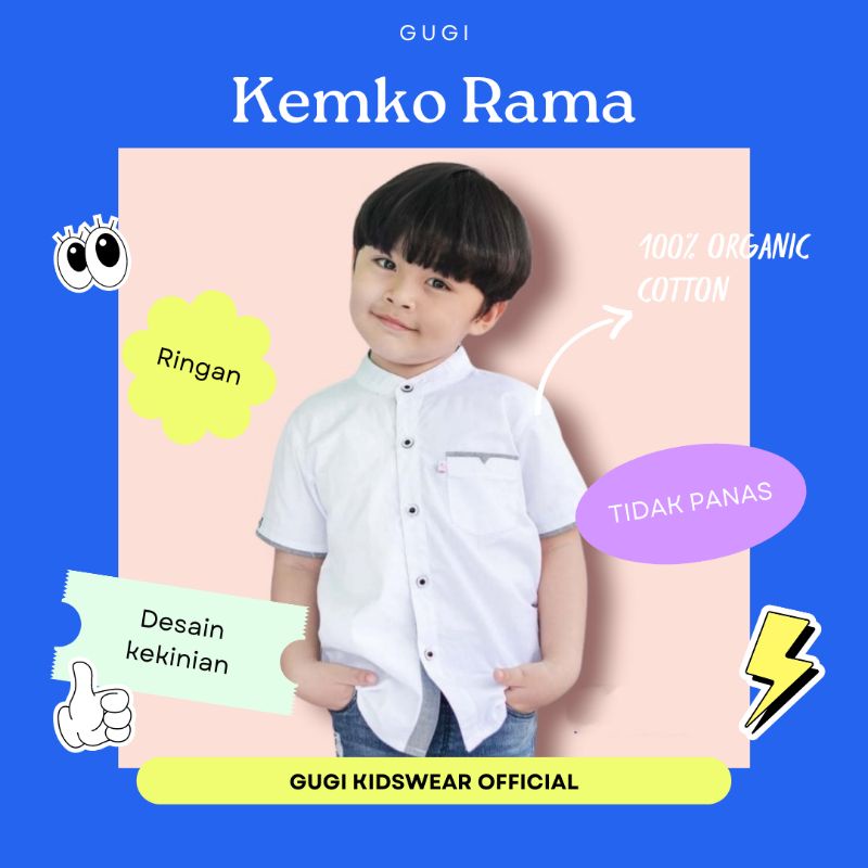 Baju Kemeja Koko Anak Laki Laki Putih Katun 1-6 Tahun Casual