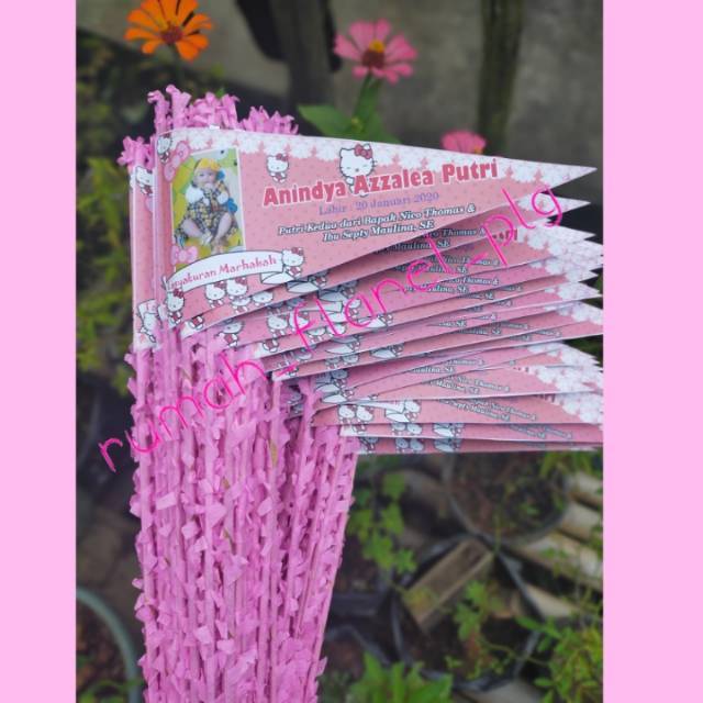 Bendera aqiqah custom foto nama