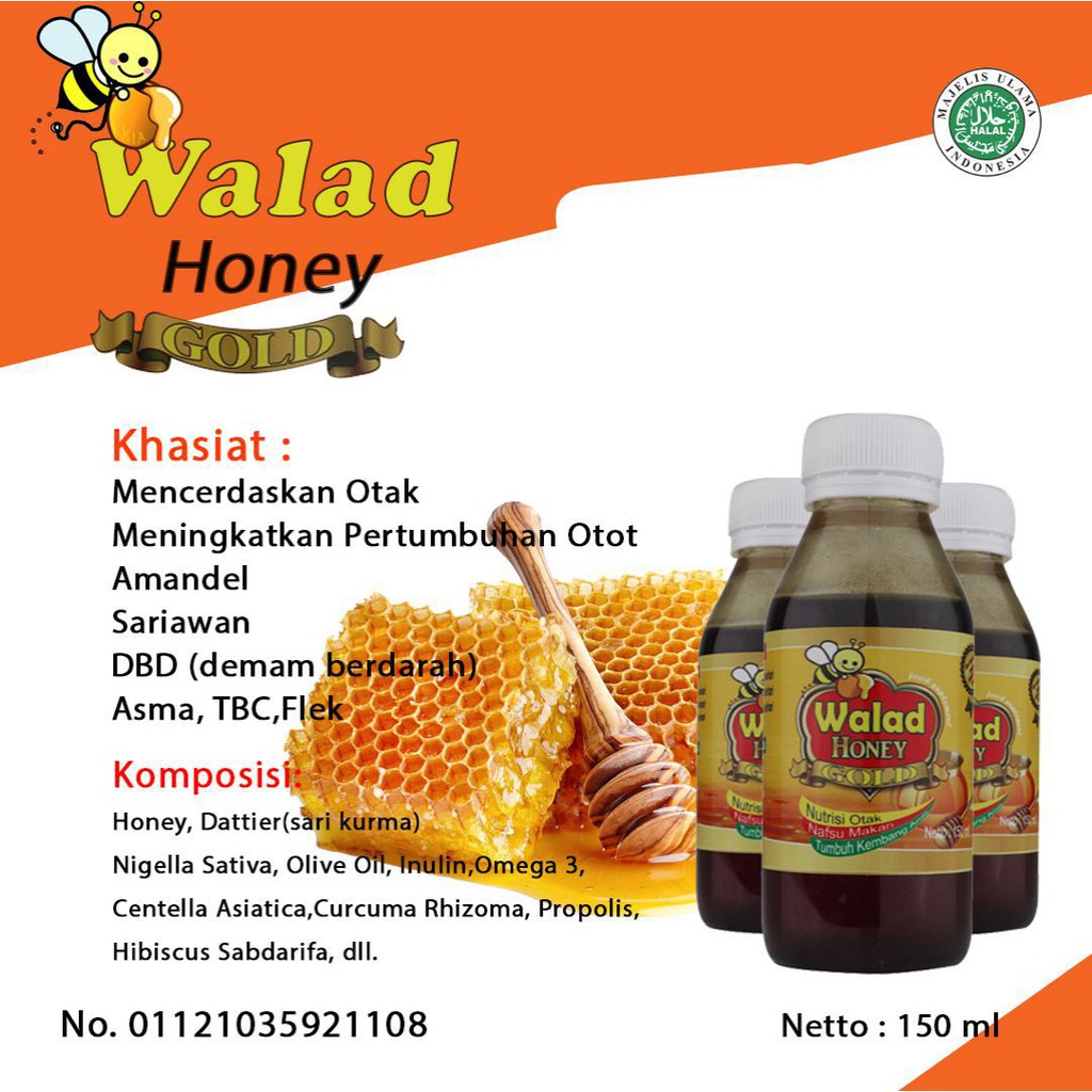 Obat Herbal Untuk Kecerdaskan Otak Anak Madu Walad Honey Gold 150ml