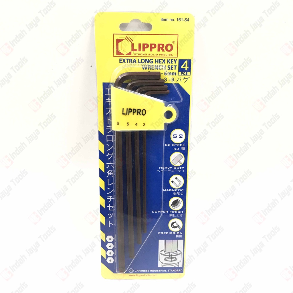 LIPPRO 161-S4 4 PCS Kunci L Set Panjang 3-6 mm Extra Long Hex Key