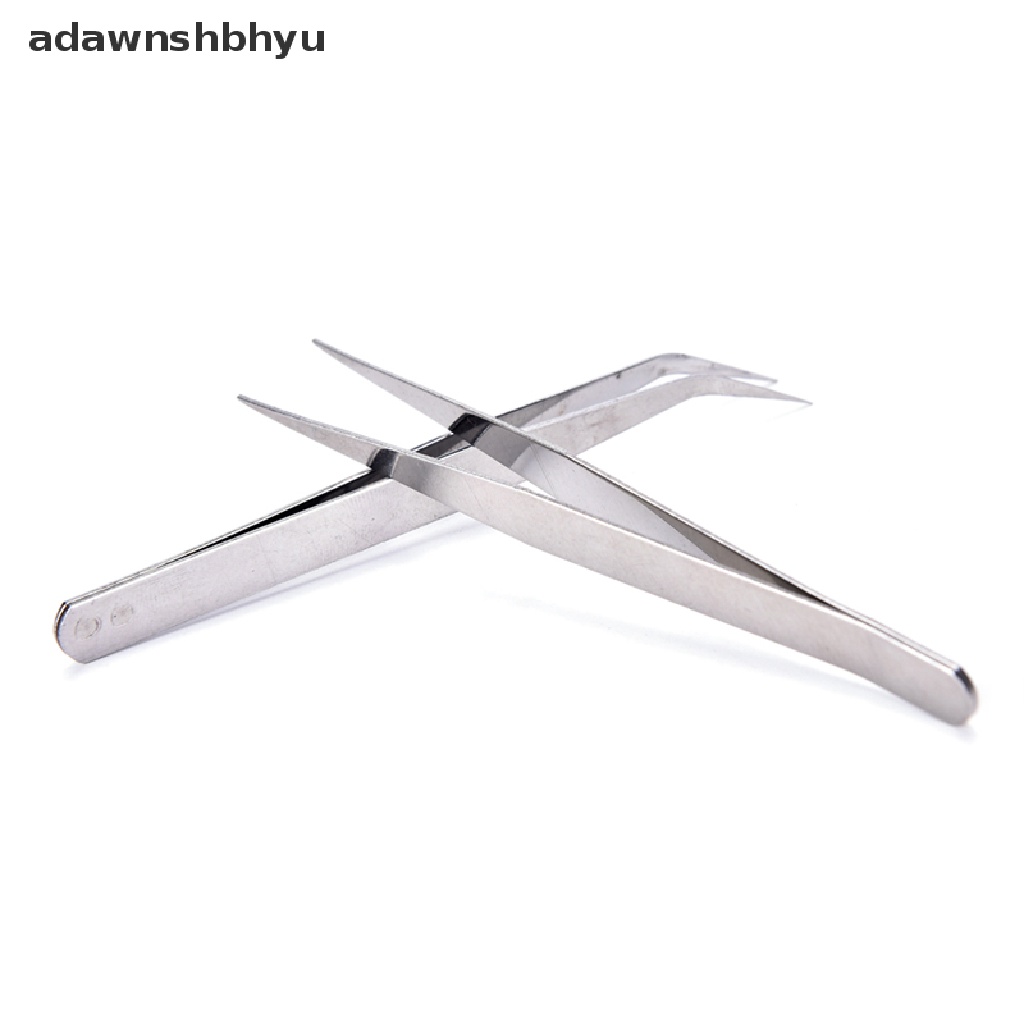 [adawnshbhyu] 2pcs Pinset Siku Lurus Stainless Steel Patchwork Hook Pick-up Alat Makeup