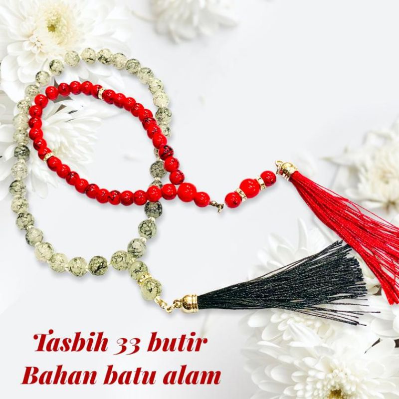 tasbih  33 butir bahan batu alam