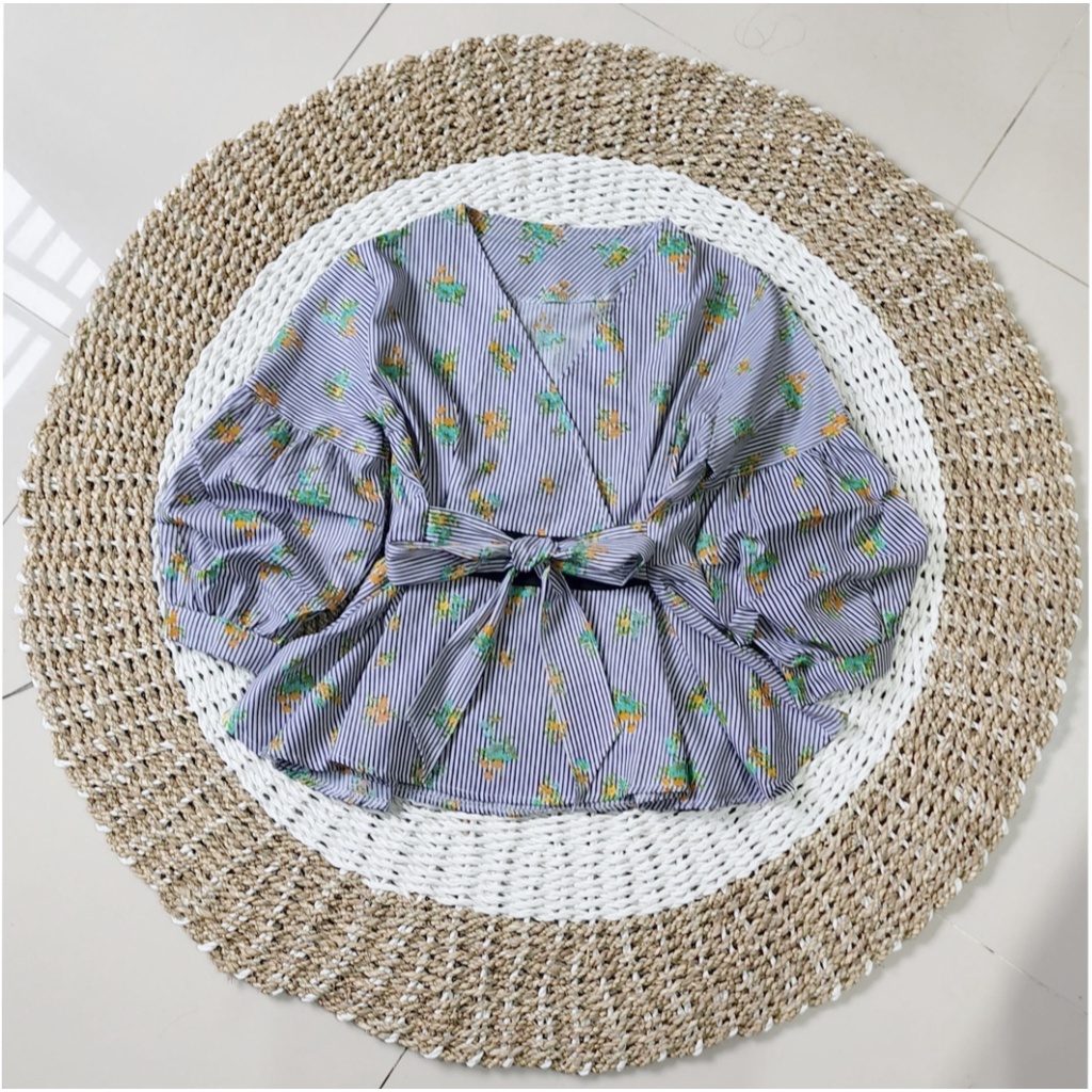 FWG - BLOUSE DAIMA / BLOUSE SALUR / BLOUSE KOREA / ATASAN TERBARU  / ATASAN WANITA-UNGU FLOW