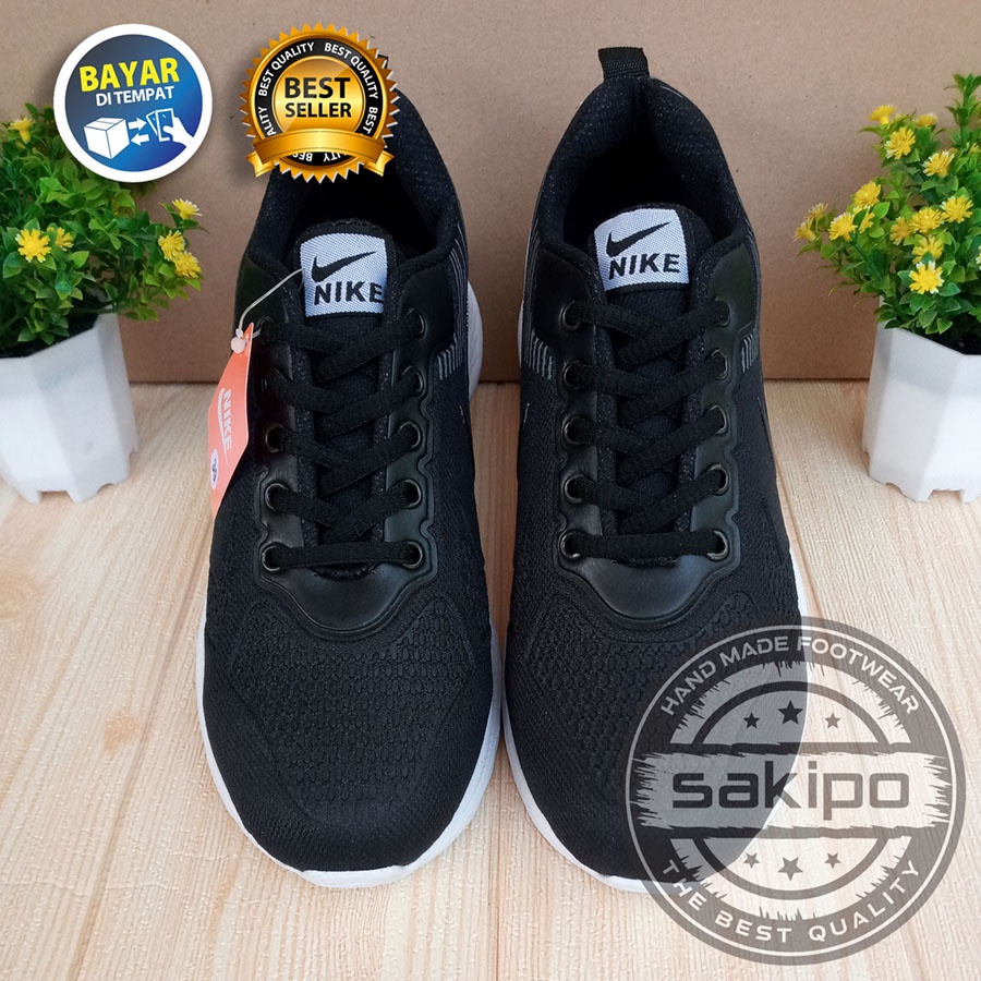 PROMO 7.7 !! SEPATU SEKOLAH HITAM SOL PUTIH RINGAN DIPAKAI / SEPATU SEKOLAH HITAM BERTALI / SEPATU SNEAKERS HANGOUT KERJA SENAM OLAHRAGA AEROBIK / SAKIPO