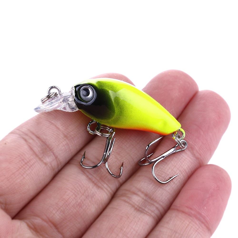 Hengjia 15pcs / Set Umpan Pancing Hardlure Bentuk Ikan Kecil 4.5cm / 4g Dengan Kail Treble