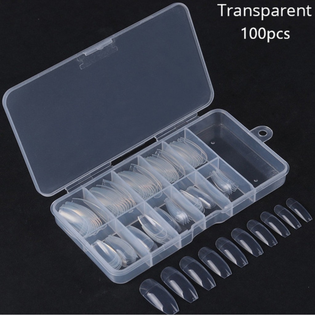 kotak kuku palsu isi 100pcs / box nail tip / kotak kuku palsu mika / kotak acc nail art