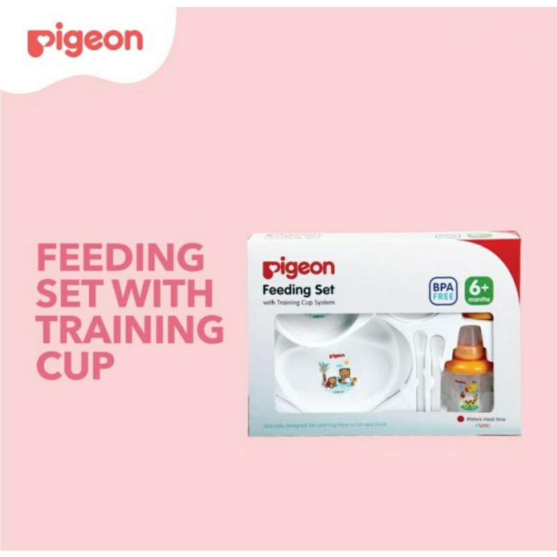 PIGEON Feeding Set Besar Alat Makan Piring Mangkok Bayi Magmag Meal Set Training Cup Kado Bayi Gift Set