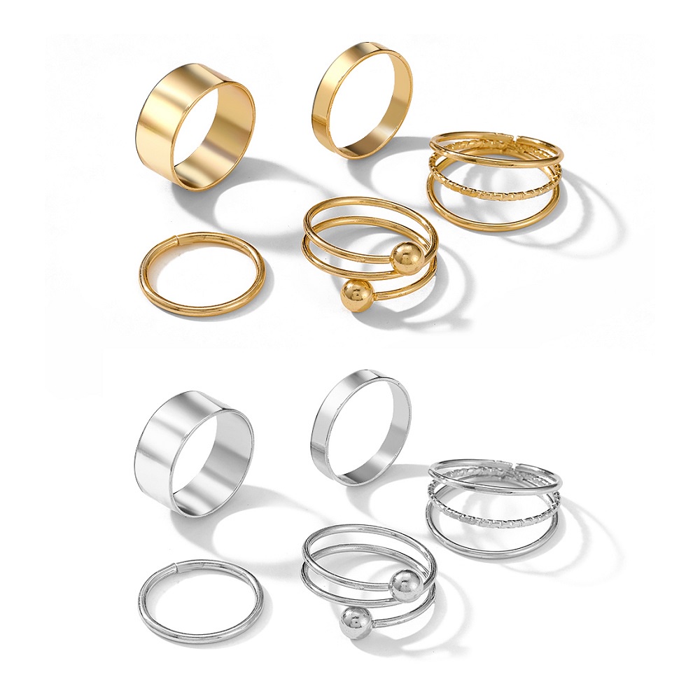 5Pcs/Set Fashion Gold Silver Rings for Women Jewelry Korean Finger Ring  Accessories