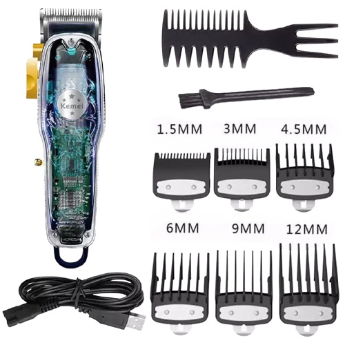 Kemei KM 2707 PG Alat Cukur Rambut Transparant Hair Clipper Cukuran