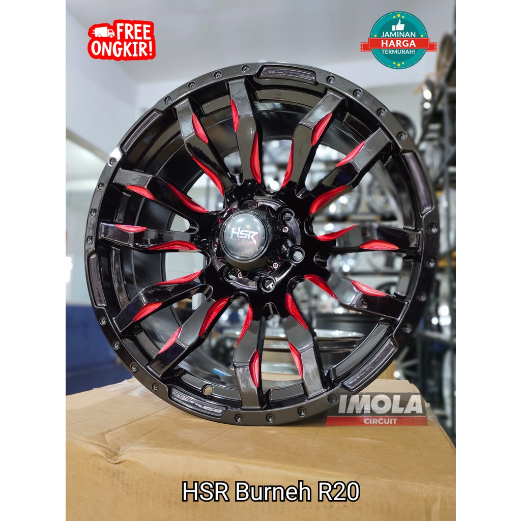 Pelek Offroad Ring 20 HSR BURNEH Hitam Original Velg Lebar 9 Murah R17 Lubang PCD 6x139,7 Mobil Rang