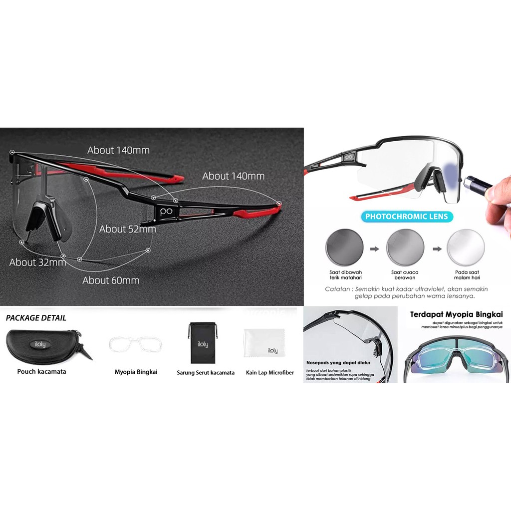 Kacamata Sport Sepeda Model Half Frame