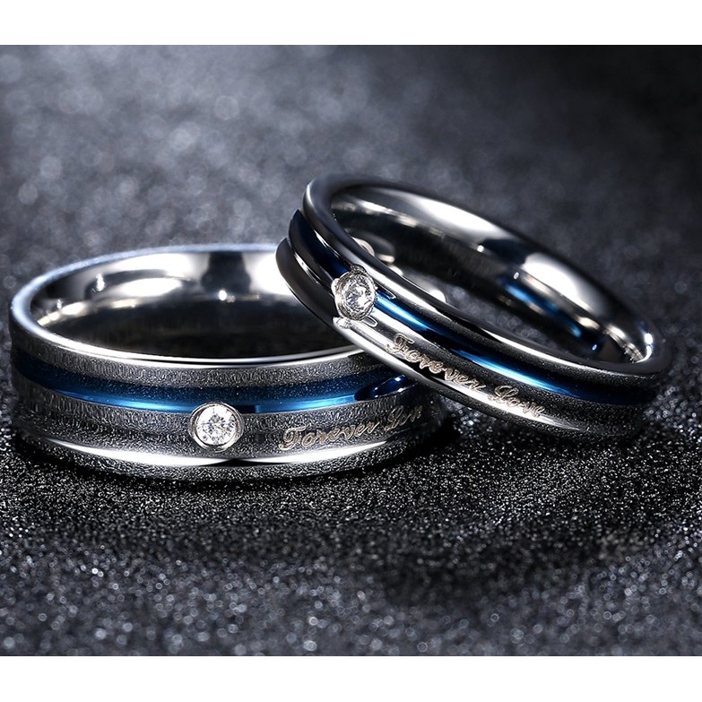 SALE / OBRAL Cincin Couple / Tunangan / Nikah / Pasangan / Titanium C052 Biru