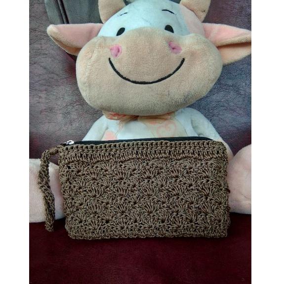 dompet rajut 2 ruang motif kerang / dompet hp {Tpo31au22ᴷ}