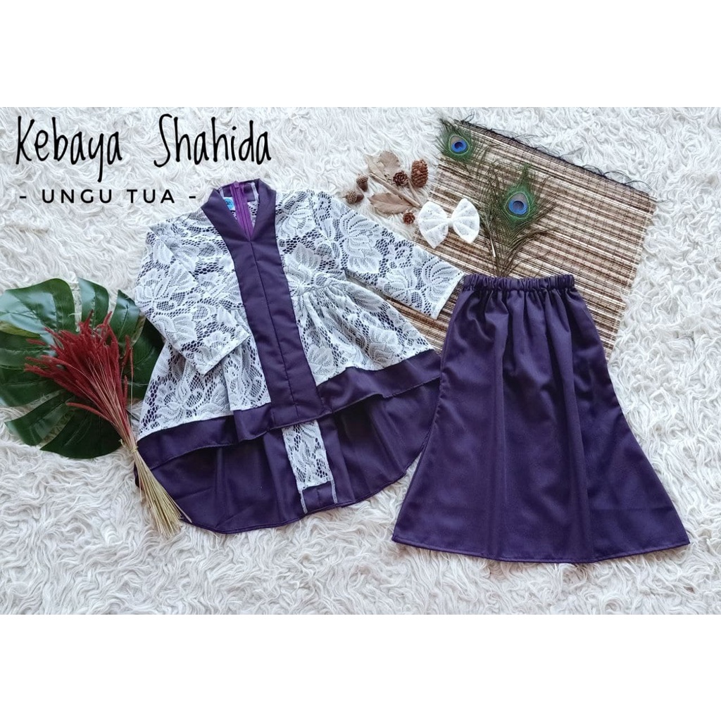 Kebaya Shahida/Setelan Kebaya Model Terbaru/Kebaya Cantik Kekinian/Kebaya Modern Warna Ungu Tua