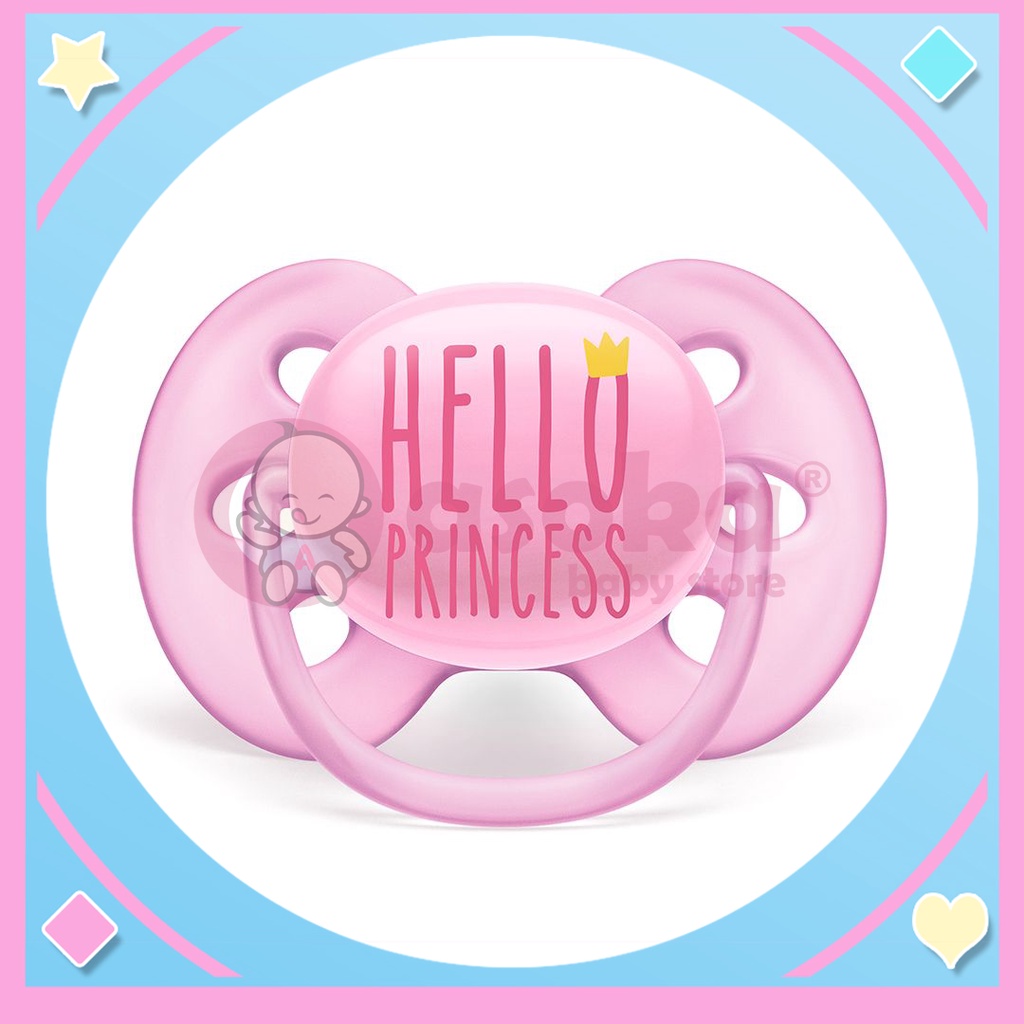 Philips Avent Soother Soft 6-18m Girl Hello Princess 1P SCF529/01 Pacifer - Empeng Bayi ASOKA