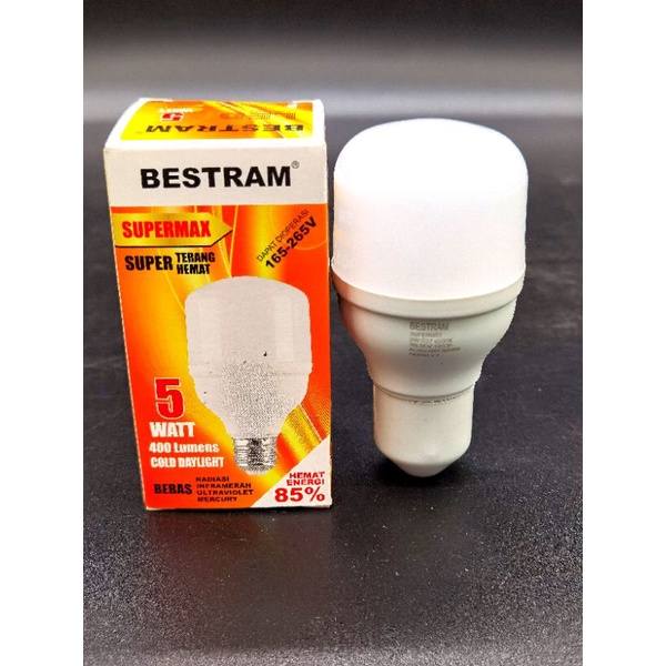 Lampu Led Bestram 5Watt,warna putuh 6500K,  Supermax Series model capsul