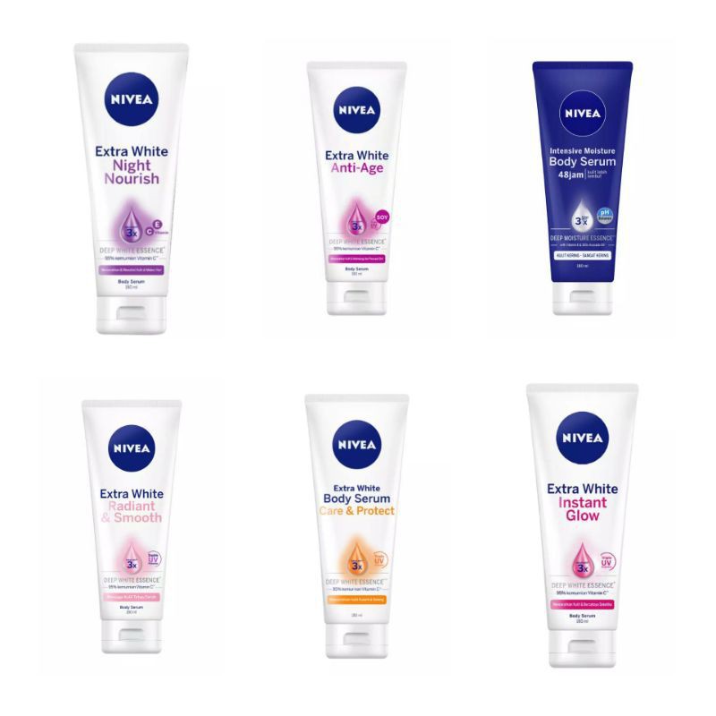 NIVEA Extra White C&amp;E Vitamin Lotion- Extra Bright 10 Super Vitamins &amp; Skin Food Serum - Care Protect - Radiant Smooth - Night Nourish