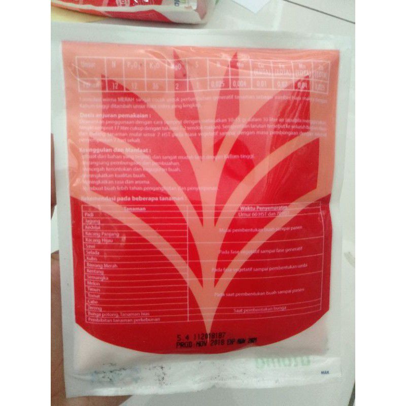 Pupuk Neo Kristalon warna merah 12-12-36+TE/ pupuk kcl /pupuk buah 100g