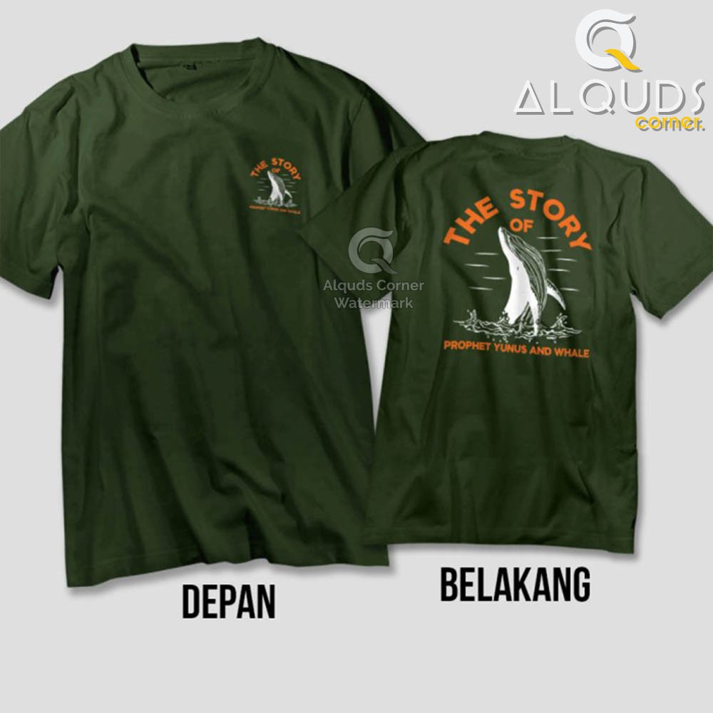 Kaos Dakwah Islami STORY OF PROPHET YUNUS N WHALE / Baju Distro Santri Muslim Kisah Nabi / 5611-1