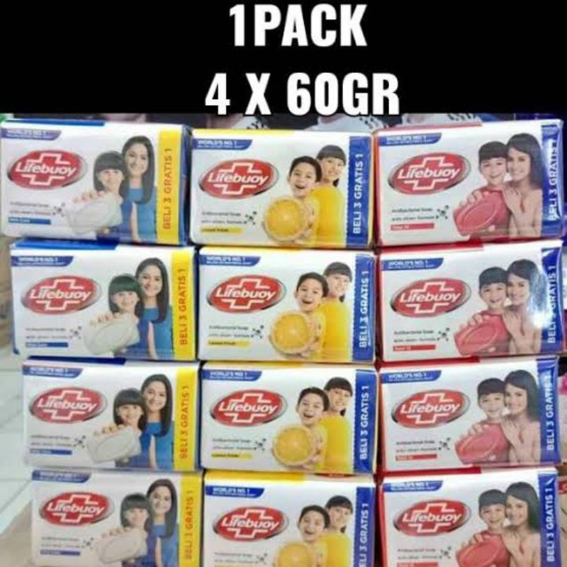 Sabun Lifebuoy isi 4 / Sabun Lifeboy isi 4 x 60 gram