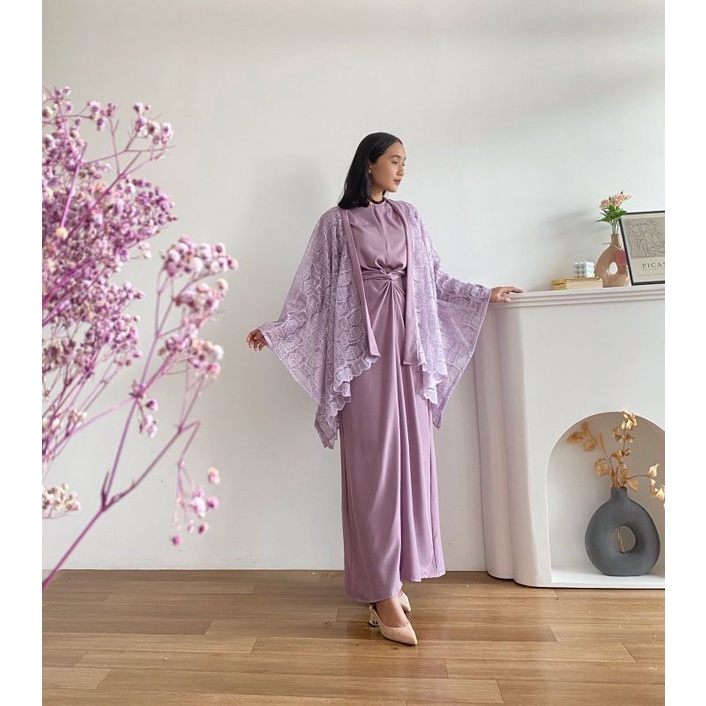 LACE DRESS / Dress with brukrat / tule dress / dress lebaran / dress busui brokrat / set busui friendly