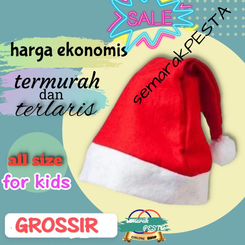 (harga ekonomis 12 pics) topi santa  polos, topi natal  murah, topi natal  polos, topi natal biasa