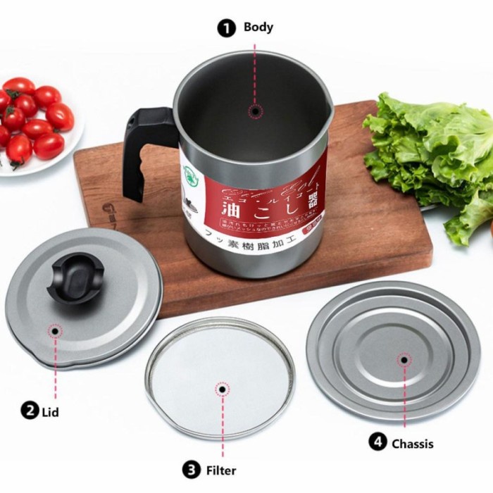 Cooking Oil Storage 1400ml Stainless 304 Saringan Tempat Minyak 1,4 L