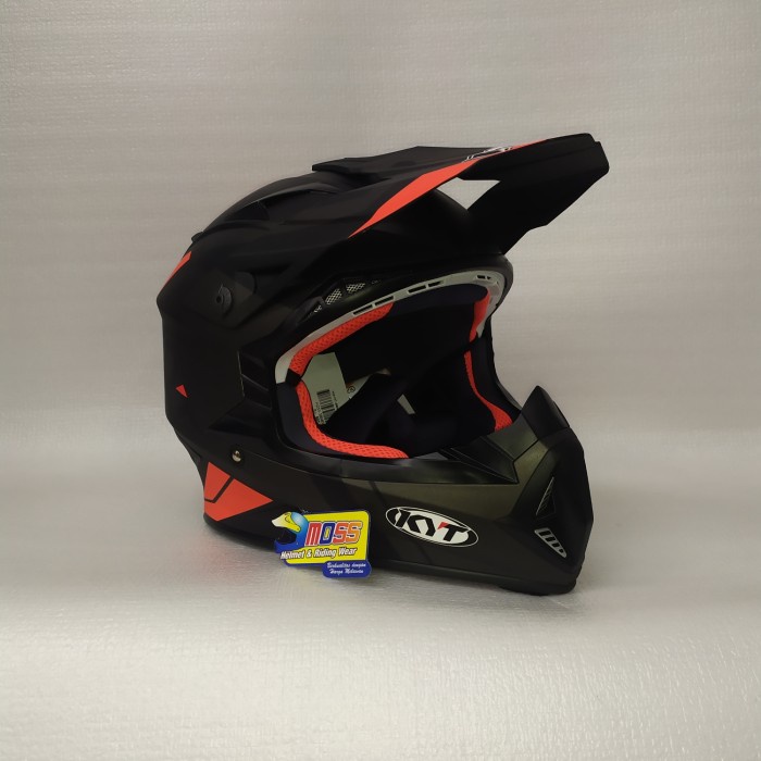 Helm KYT Cross Trail Jumshot #3 Black Matt Gunmetal Red Fluo|Original