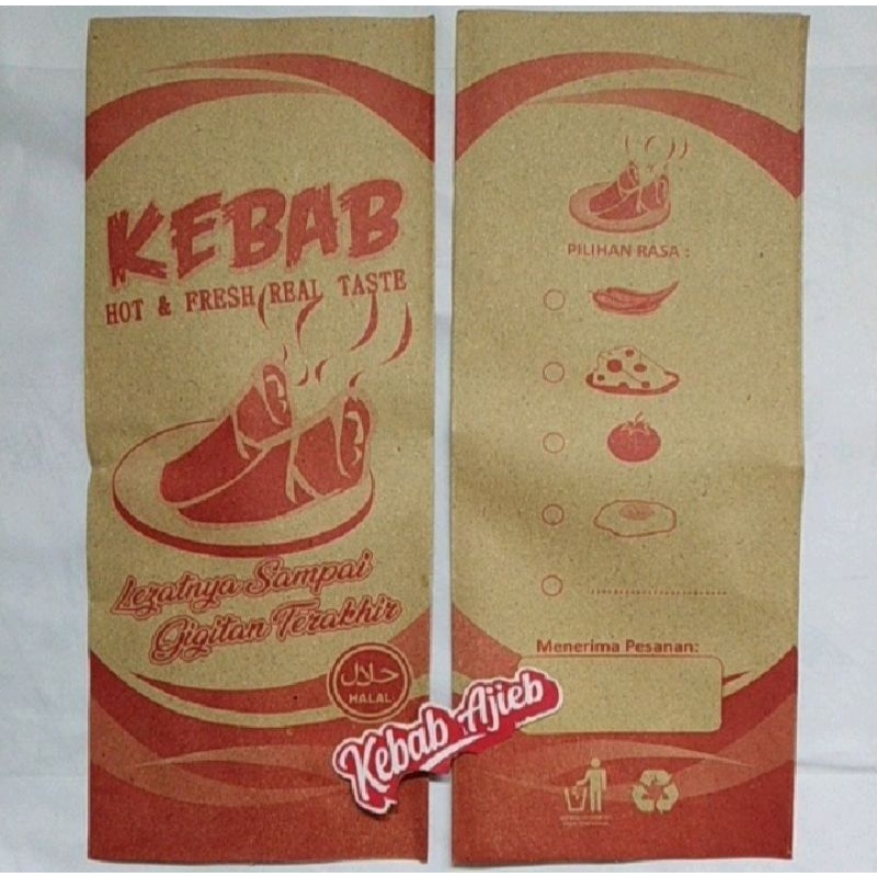 Bungkus Kecil Kemasan Kebab (50pcs), Coklat Kraft