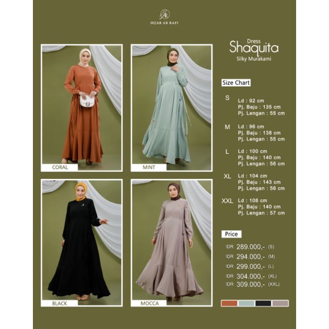 SHAQUITA DRESS By Ar Rafi✓Gamis Wanita✓Dress Terbaru Ar Rafi