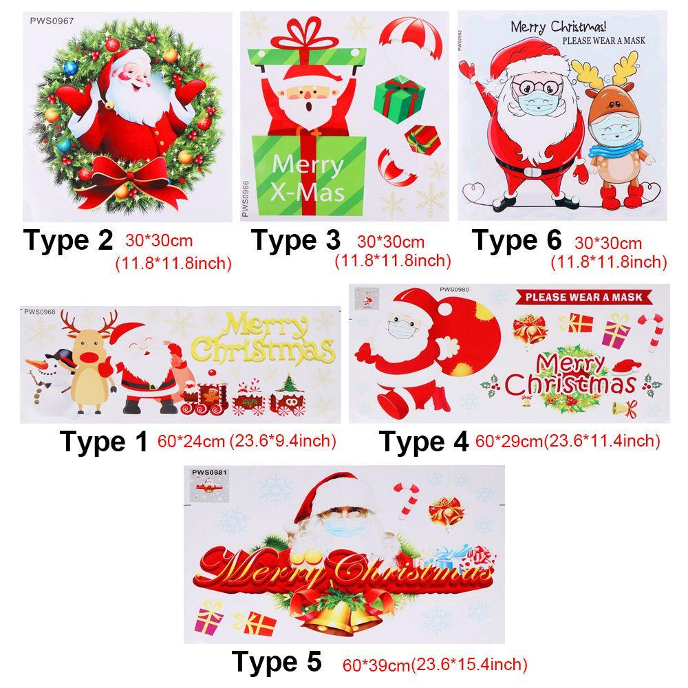 R-flower Christmas Wall Sticker Vinyl Perekat Diri Dekorasi Rumah Santa Clause Rusa