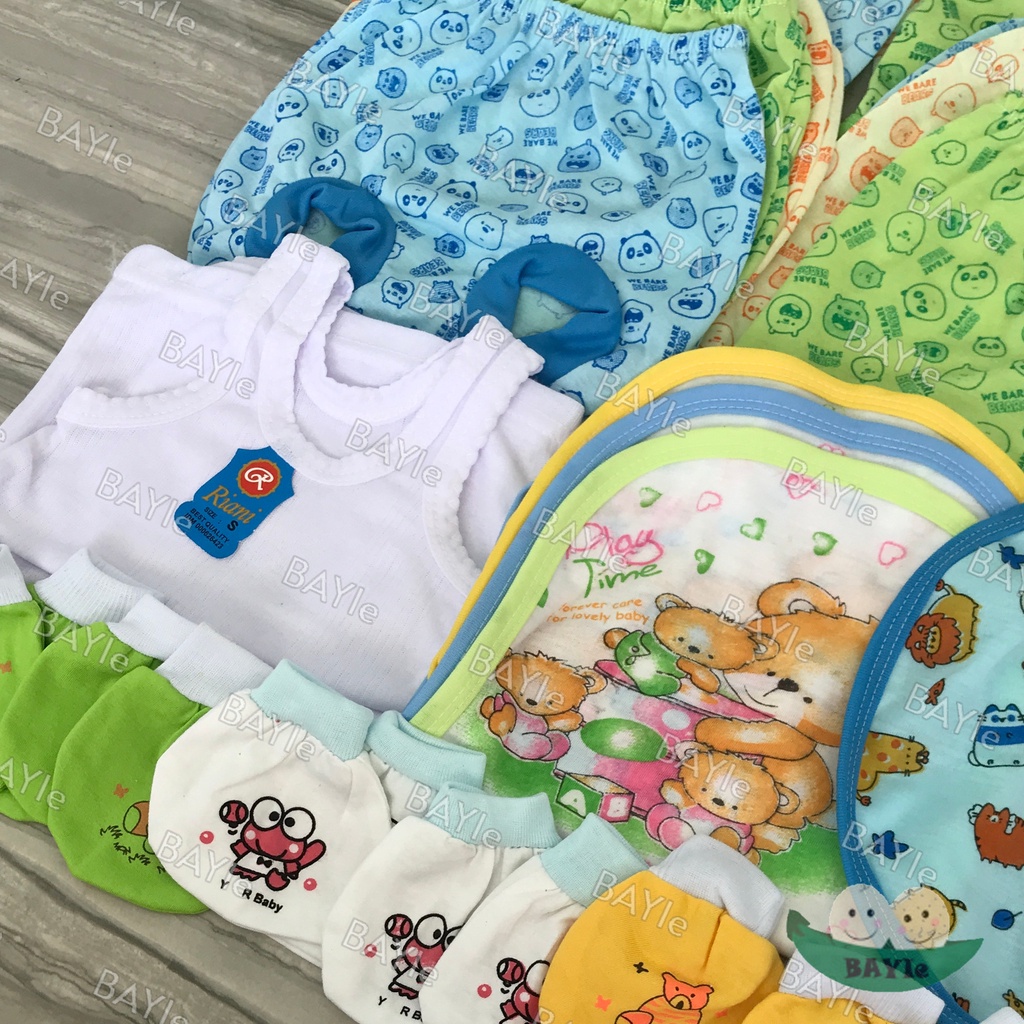 BAYIe - Paket Hemat Perlengkapan Baju Bayi Baru Lahir (New Born) Ekonomis dan Hemat PAKET WARNA BEAR 3