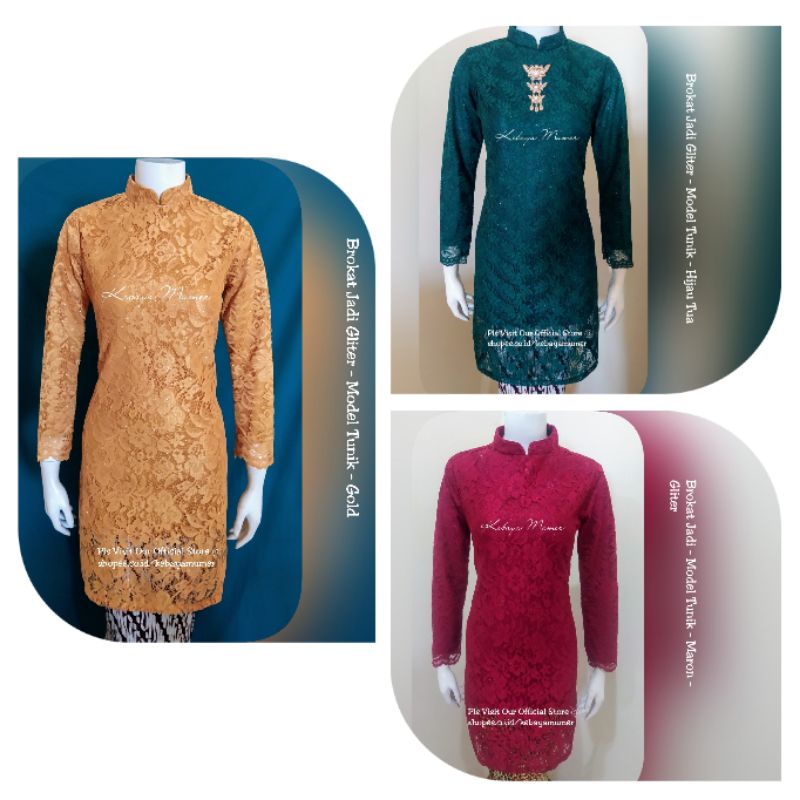 Broklat Jadi. Brokat Tunik. Brokat Gliter. Kebaya Nyonya. Kebaya Brokat