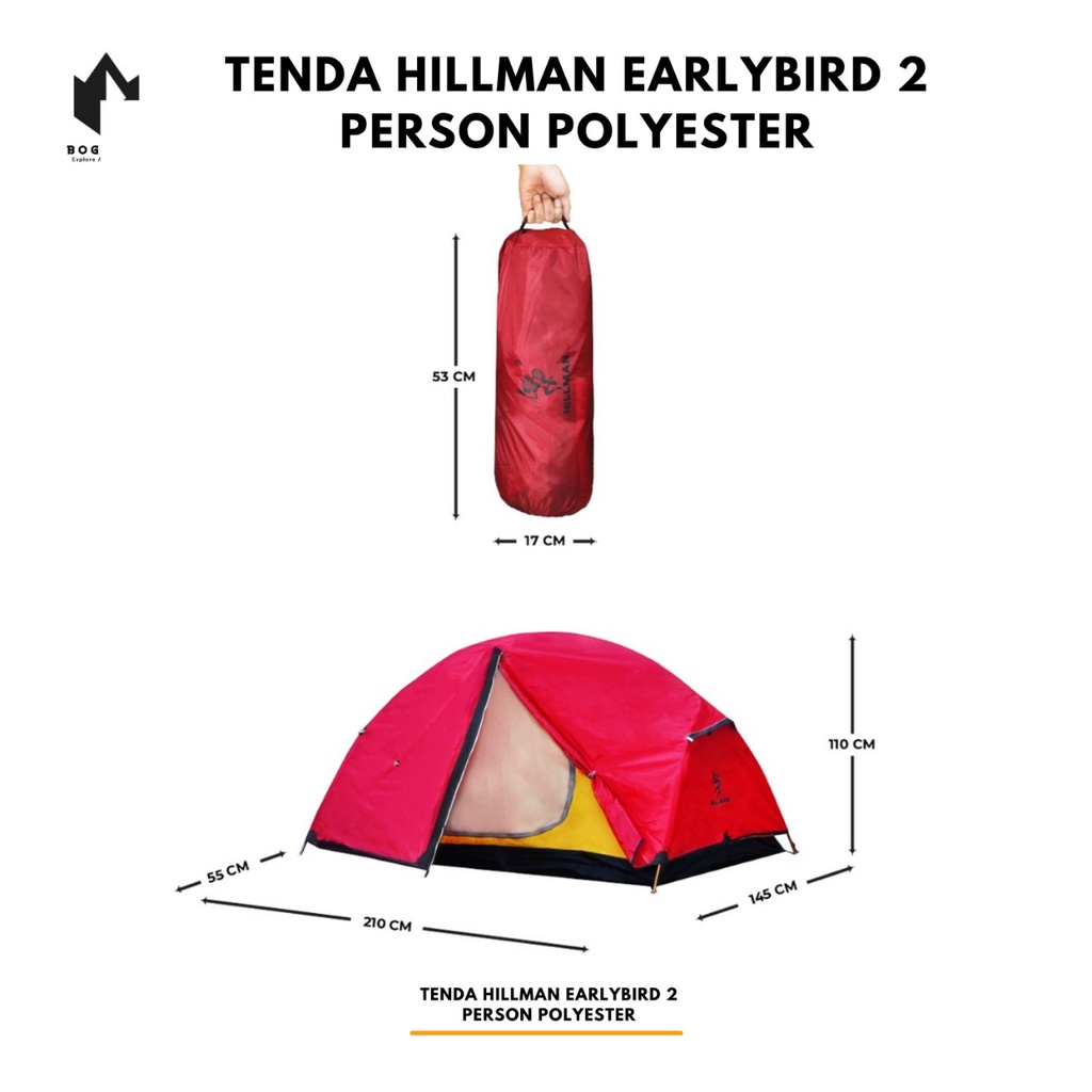 Tenda Hilman Earlybirds - Tenda Kapasitas 2 Person - tenda waterproof - tenda double layer