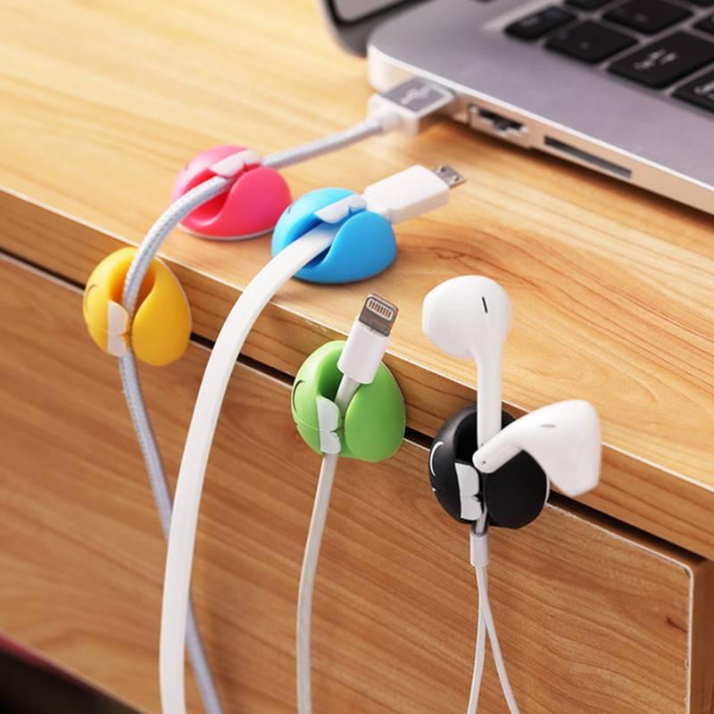 1PCS Cable Management Organizer Soft Silicone Cable Winder Colorful Desktop Wire Organizer Cord Protector Holder Clip