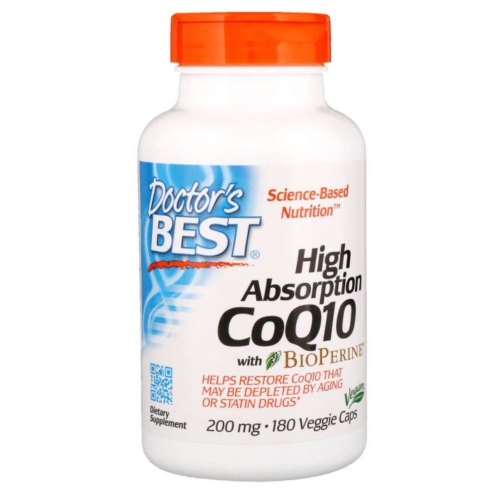 Doctor's Best COQ10 200mg 180 Veg With Bioperine Doctor Best