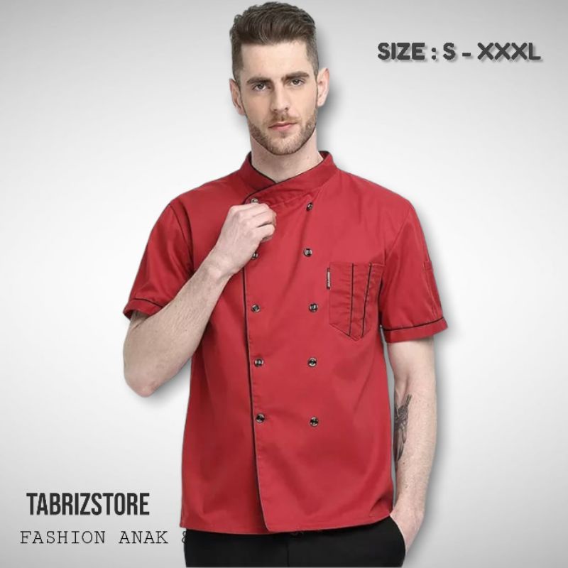 (PROMO✓Baju Chef)/Baju Koki Lengan Pendek/Baju Koki Pria Wanita