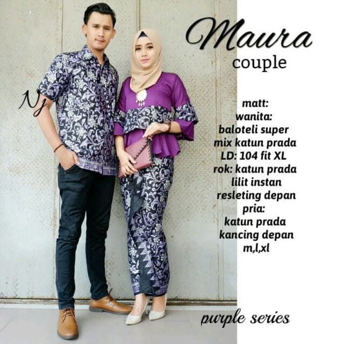 Sarimbit Couple Batik modern Maura  - Warna Ungu, Pink, Kuning, Biru, Tosca - M L XL