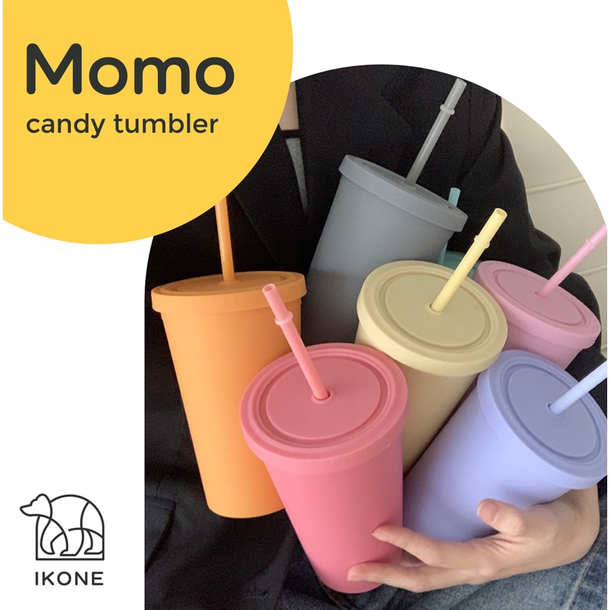 【IKONE】MOMO Botol Minum Warna Warni Aesthetic Botol Minum Estetik Termos Botol Aesthetic Water Bottle Tumblr