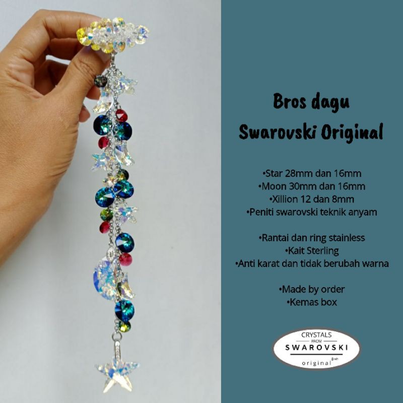 Bros super mewah bulan bintang Swarovski Original