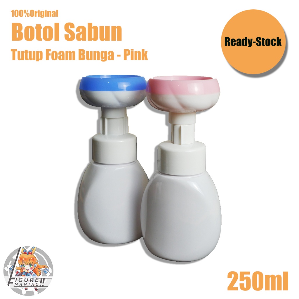 Botol Sabun Foam Tutup Botol Bentuk Bunga 250 ml Pink Blue