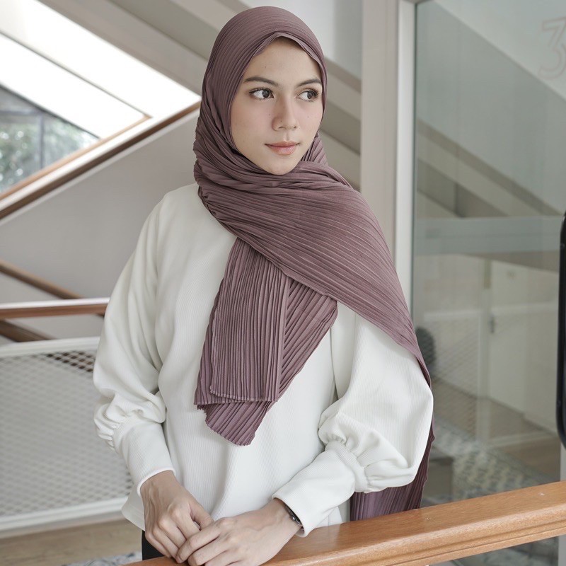 Pashmina Plisket full lidi 180x75 Hijab flisket Pashmina Plisket jilbab pleated shawl kerudung-2