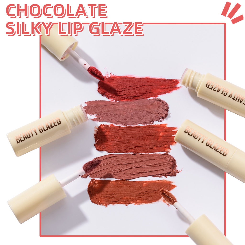 BEAUTY GLAZED White Chocolate New Lipstick Matte Long-lasting Smooth Liquid Lip Gloss Cosmetics