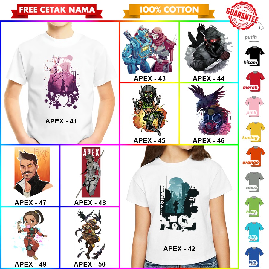 [FREE NAMA!!] Baju Kaos ANAK DAN DEWASA APEX LEGENDS BANYAK MOTIF