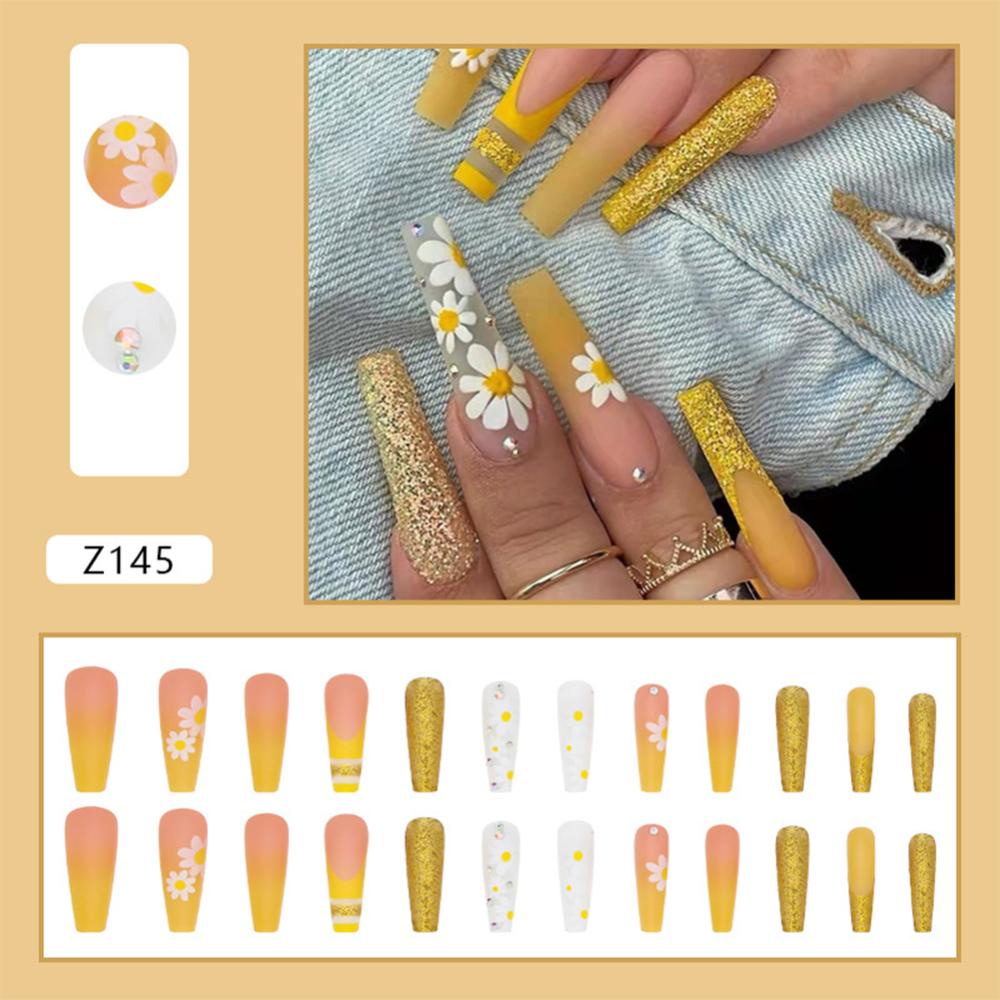 Timekey 24pcs / set Stiker Kuku Palsu Bisa Dilepas Untuk Aksesoris Nail Art / Manicure it A9K5