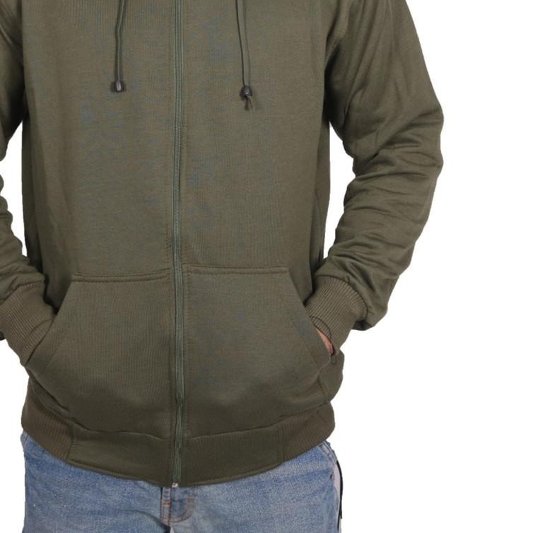 ♝ L,XL,XXL Jaket zipper hoodie polos hijau army mr store ✤