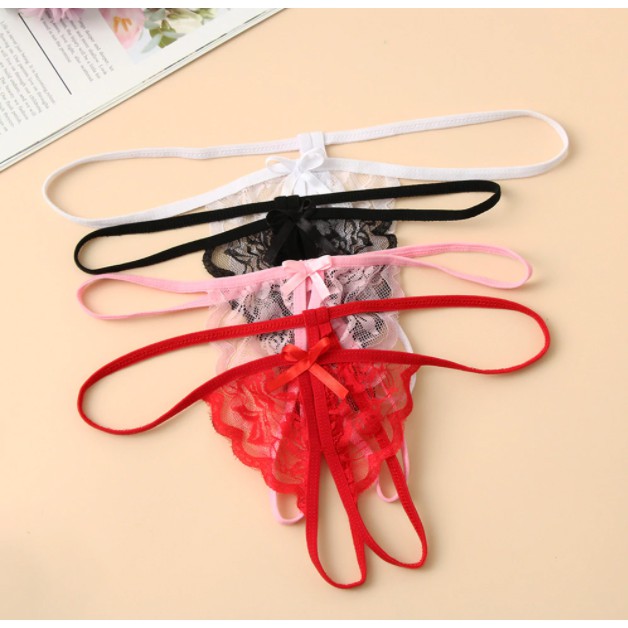 Lingerie V-String Impor Suit Ribbon pita Celana dalam