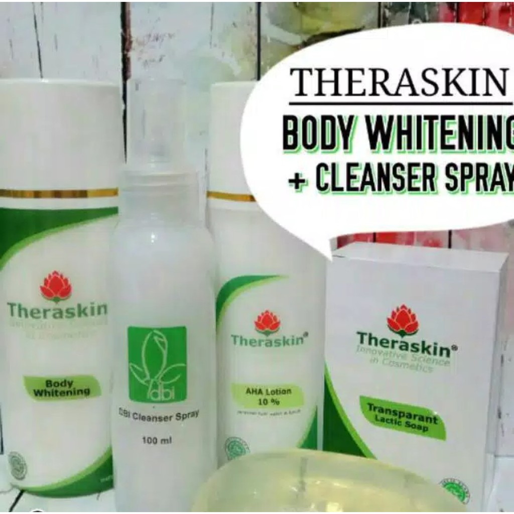 paket theraskin body whitening plus cleanser spray (isi 4)