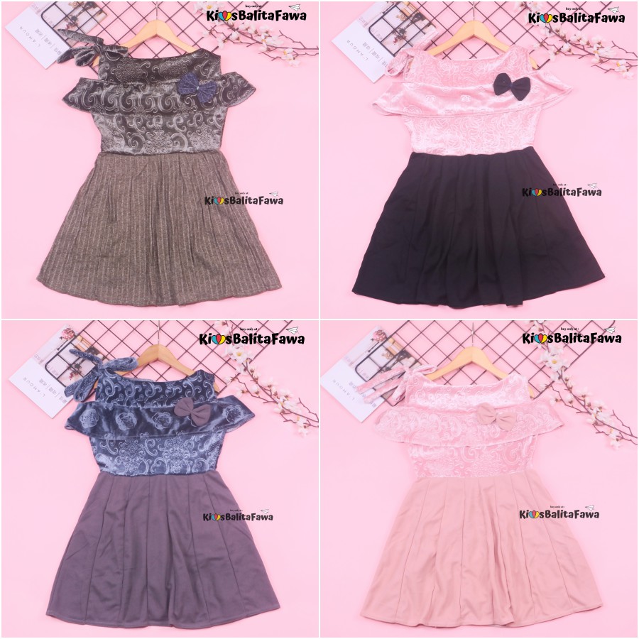 Dress Rachel uk 4-5 Tahun / Dres Model Baju Anak Perempuan Gaun Pesta Polos Motif Export Quality