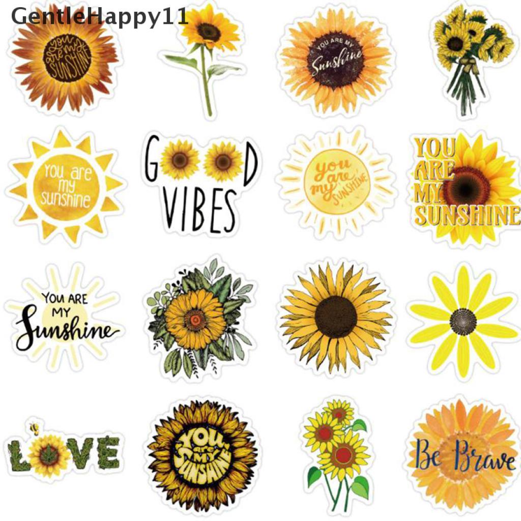 Gentlehappy 50Pcs Stiker Bunga Matahari Tulisan you are my sunshine Untuk Laptop / Skateboard / Koper